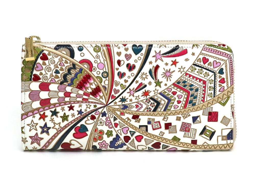 Glossy Hearts L-shaped Long Wallet