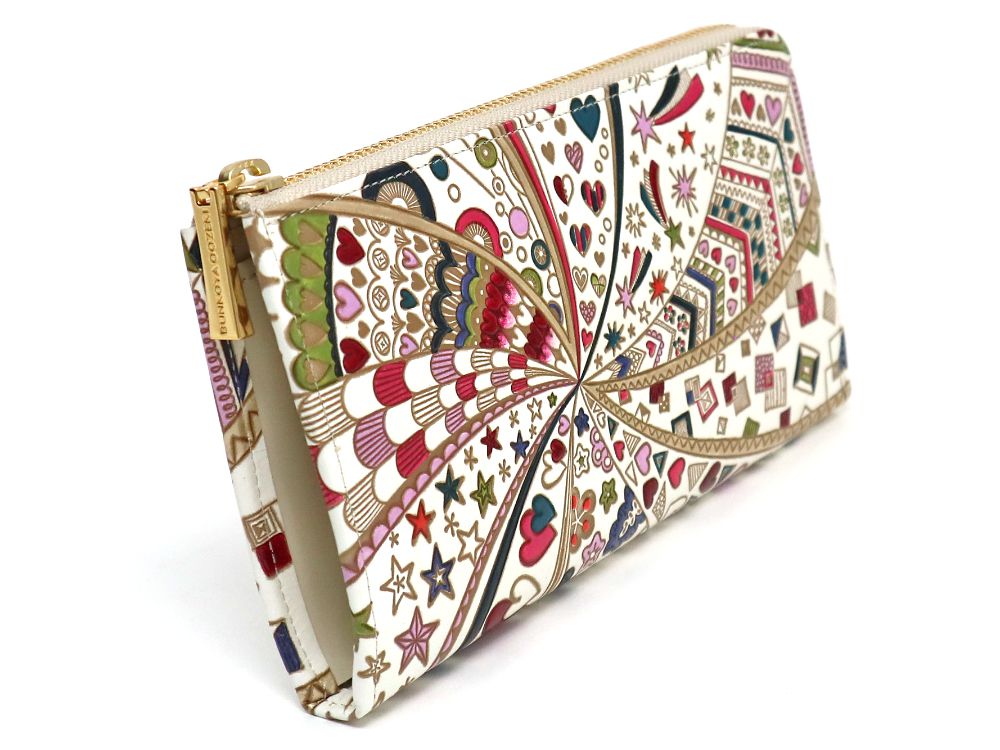 Glossy Hearts L-shaped Long Wallet