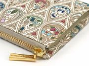 Flowers and Cats (Indigo) L-shaped Long Wallet