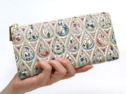 Flowers and Cats (Indigo) L-shaped Long Wallet