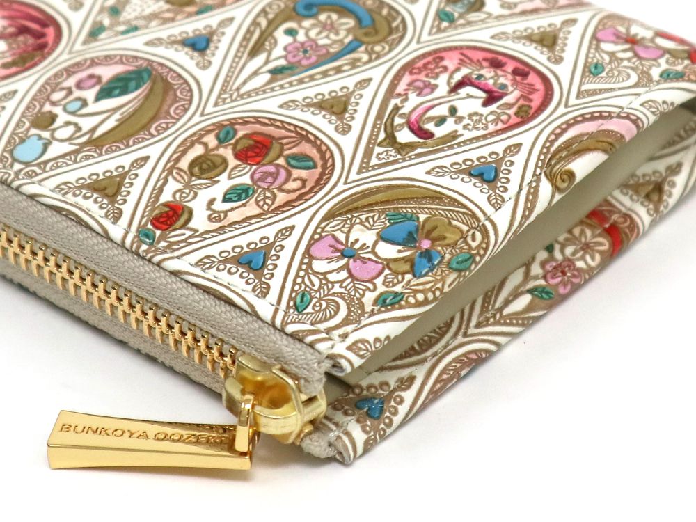 Flowers and Cats (Rose) L-shaped Long Wallet