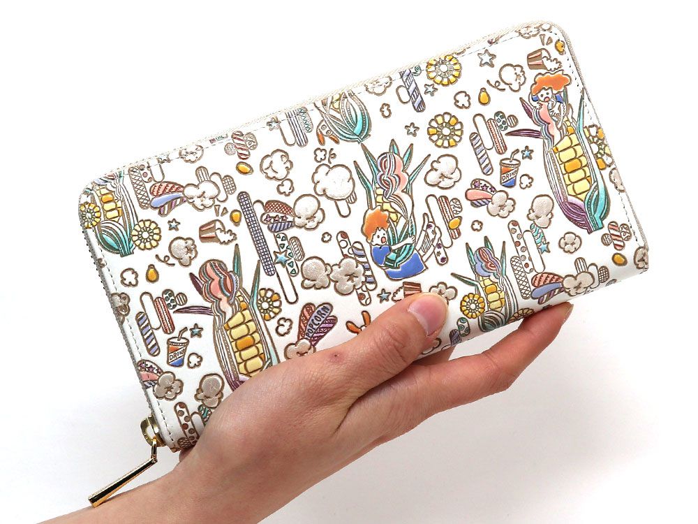 Popcorn Girl (Pastel colors) Zippered Long Wallet