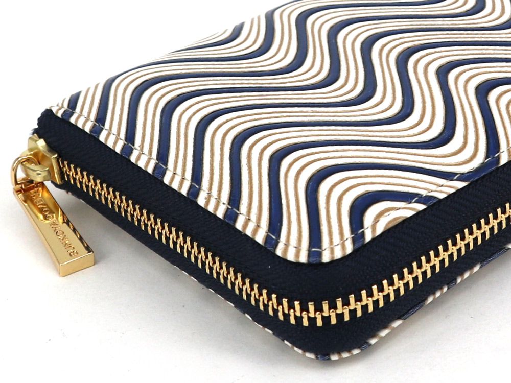 YOKONAMI Waves (Navy) Zippered Long Wallet