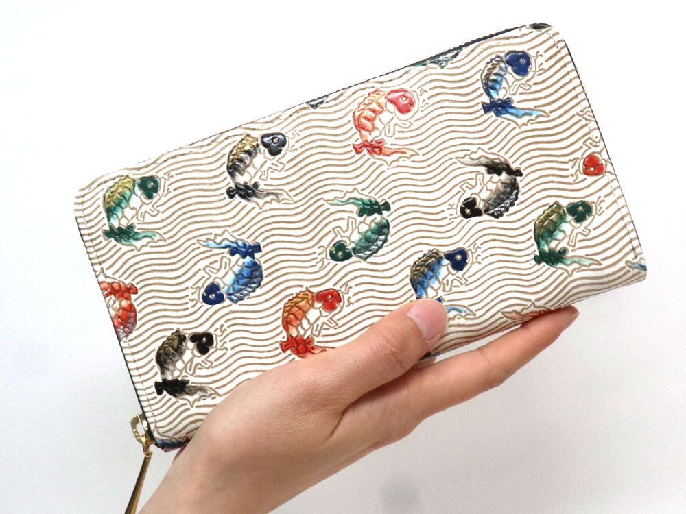 Carps leaping the waterfall  Zippered Long Wallet