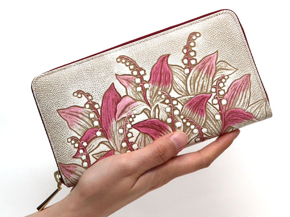 SUZURAN - Lily of the Valley (Pink) Zippered Long Wallet