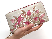 SUZURAN - Lily of the Valley (Pink) Zippered Long Wallet