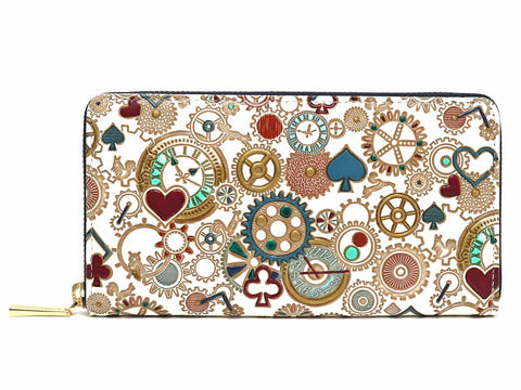 Gears Of Time (Blue-Green) Zippered Long Wallet