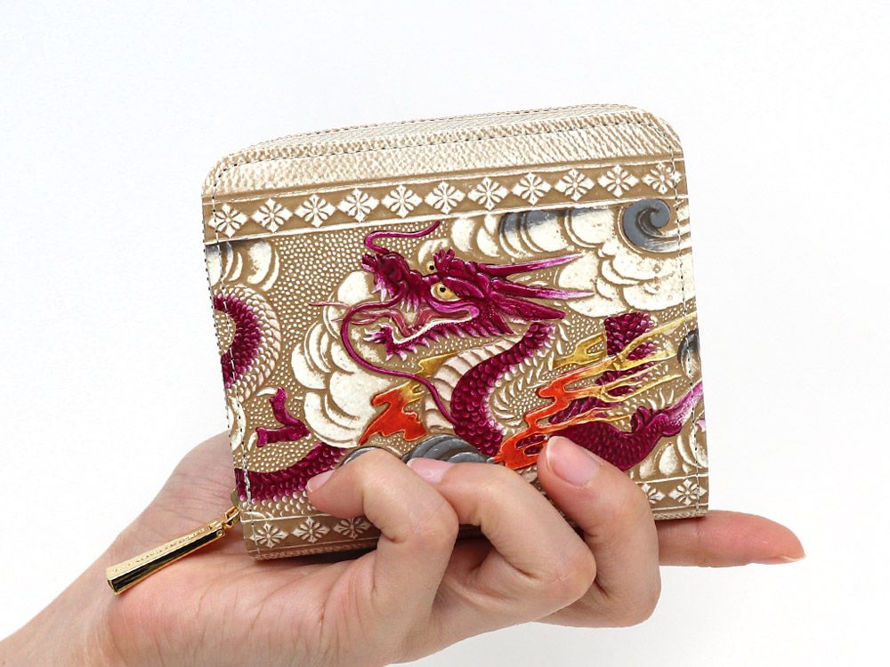 Dragon (Wine) Zip Around Bi-Fold Wallet