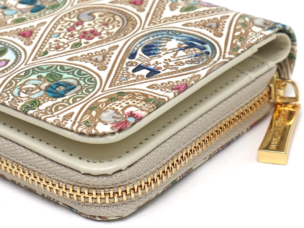 Flowers and Cats (Indigo) Zip Around Bi-Fold Wallet