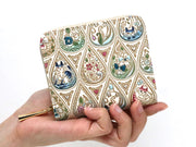 Flowers and Cats (Indigo) Zip Around Bi-Fold Wallet