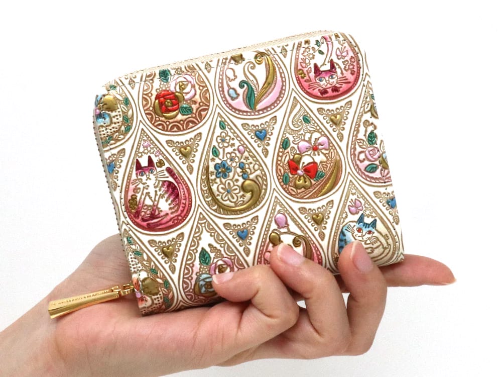 Flowers and Cats (Rose) Zip Around Bi-Fold Wallet