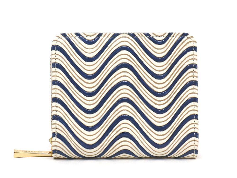 YOKONAMI Waves (Navy) Zip Around Bi-Fold Wallet