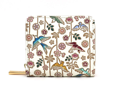 Birds and Cherry Blossoms Zip Around Bi-Fold Wallet