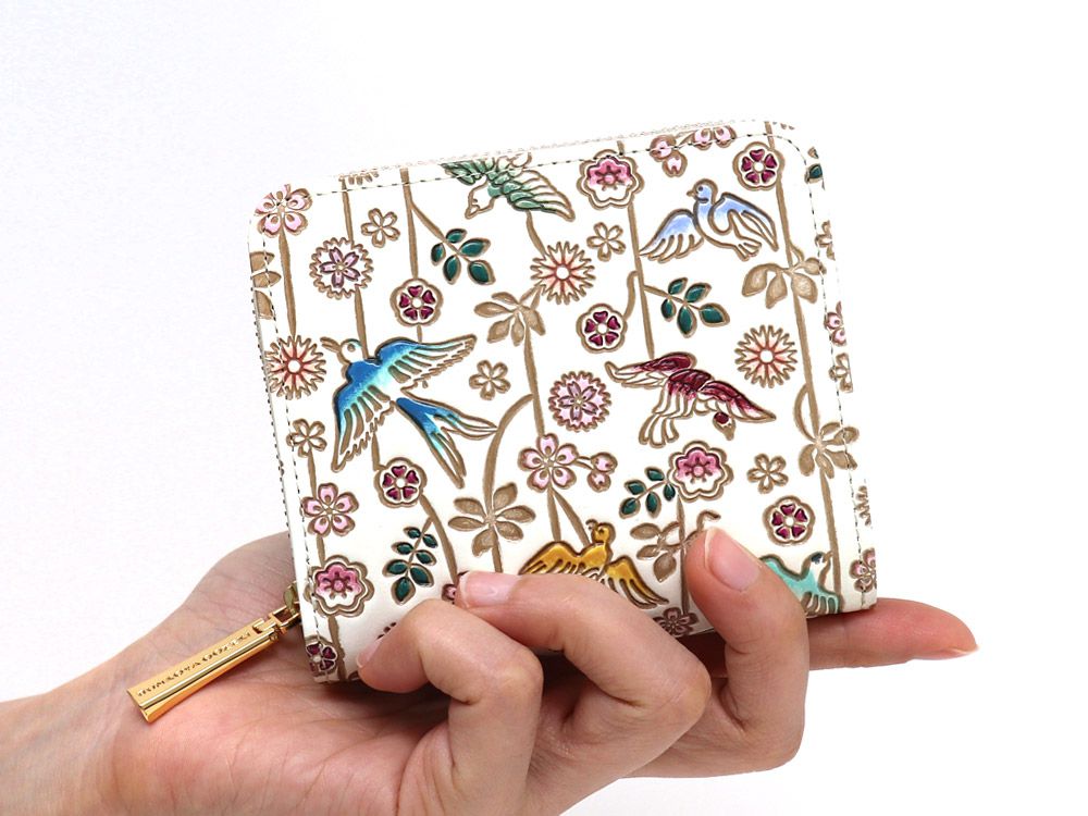 Birds and Cherry Blossoms Zip Around Bi-Fold Wallet