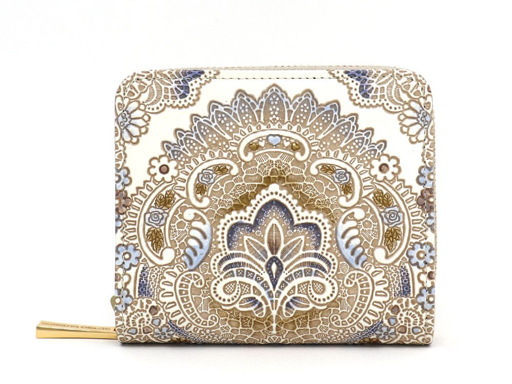 Antique Lace (Blue) Zip Around Bi-Fold Wallet