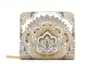 Antique Lace (Blue) Zip Around Bi-Fold Wallet