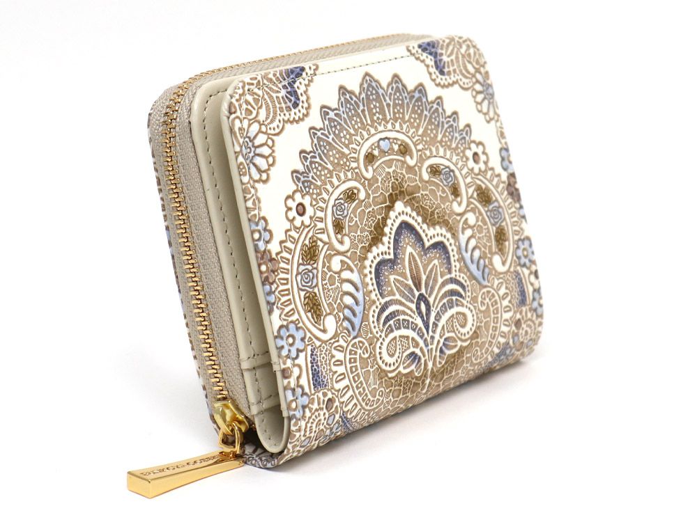 Antique Lace (Blue) Zip Around Bi-Fold Wallet