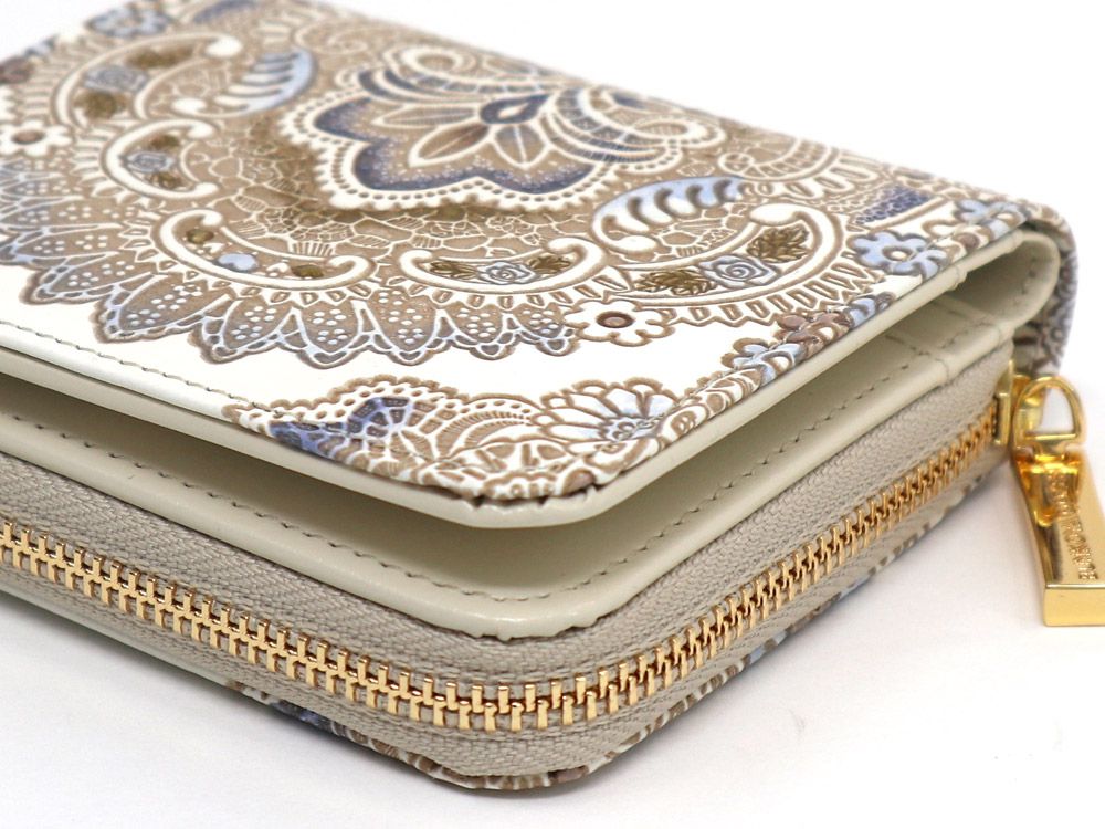 Antique Lace (Blue) Zip Around Bi-Fold Wallet