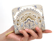 Antique Lace (Blue) Zip Around Bi-Fold Wallet