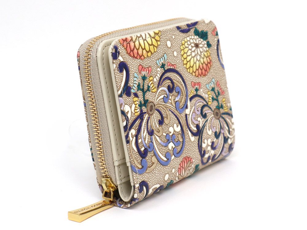 RANGIKU - Firework Chrysanthemums (Blue&Yellow) Zip Around Bi-Fold Wallet