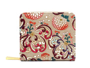 RANGIKU - Firework Chrysanthemums (Wine&Pink) Zip Around Bi-Fold Wallet