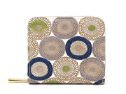 Umbrella Chrysanthemums (Shimmering Blue) Zip Around Bi-Fold Wallet