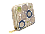 Umbrella Chrysanthemums (Shimmering Blue) Zip Around Bi-Fold Wallet