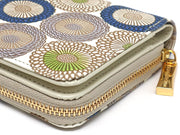 Umbrella Chrysanthemums (Shimmering Blue) Zip Around Bi-Fold Wallet