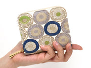Umbrella Chrysanthemums (Shimmering Blue) Zip Around Bi-Fold Wallet