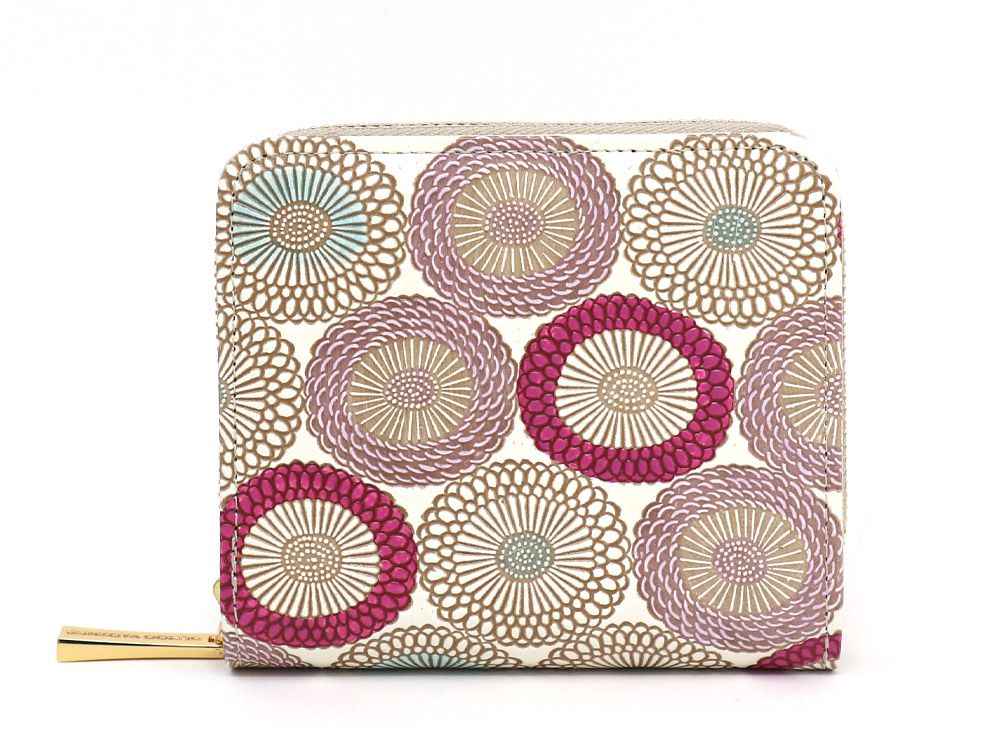 Umbrella Chrysanthemums (Peach Blossom) Zip Around Bi-Fold Wallet
