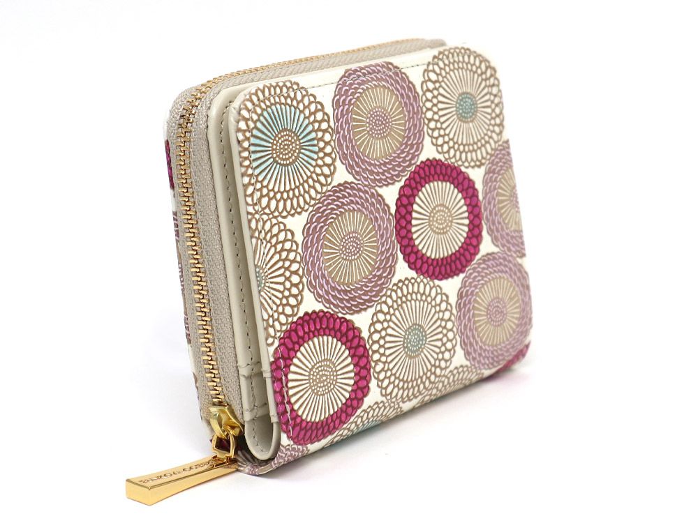 Umbrella Chrysanthemums (Peach Blossom) Zip Around Bi-Fold Wallet