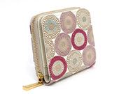 Umbrella Chrysanthemums (Peach Blossom) Zip Around Bi-Fold Wallet