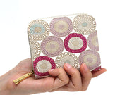 Umbrella Chrysanthemums (Peach Blossom) Zip Around Bi-Fold Wallet