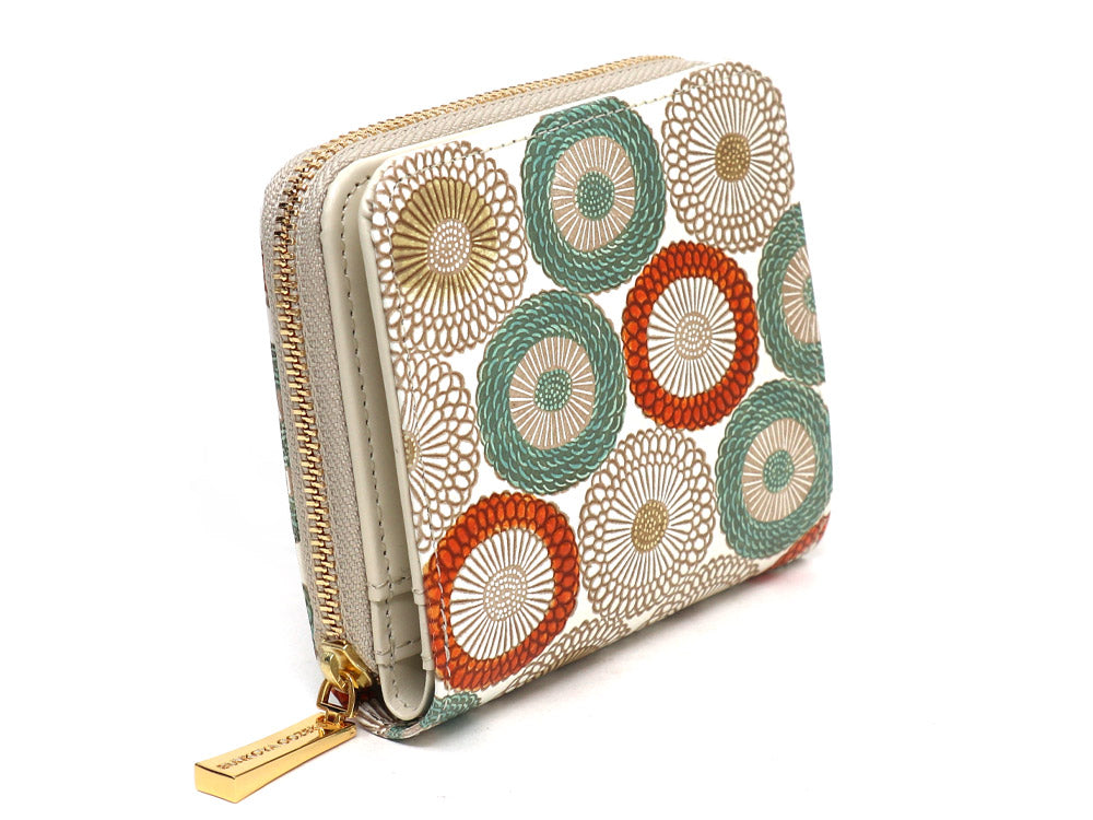 Umbrella Chrysanthemums (Spring Grass) Zip Around Bi-Fold Wallet