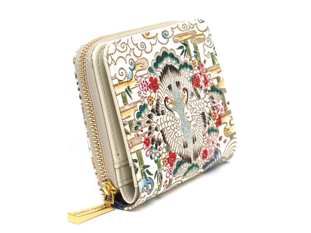 Facing Cranes Zip Around Bi-Fold Wallet
