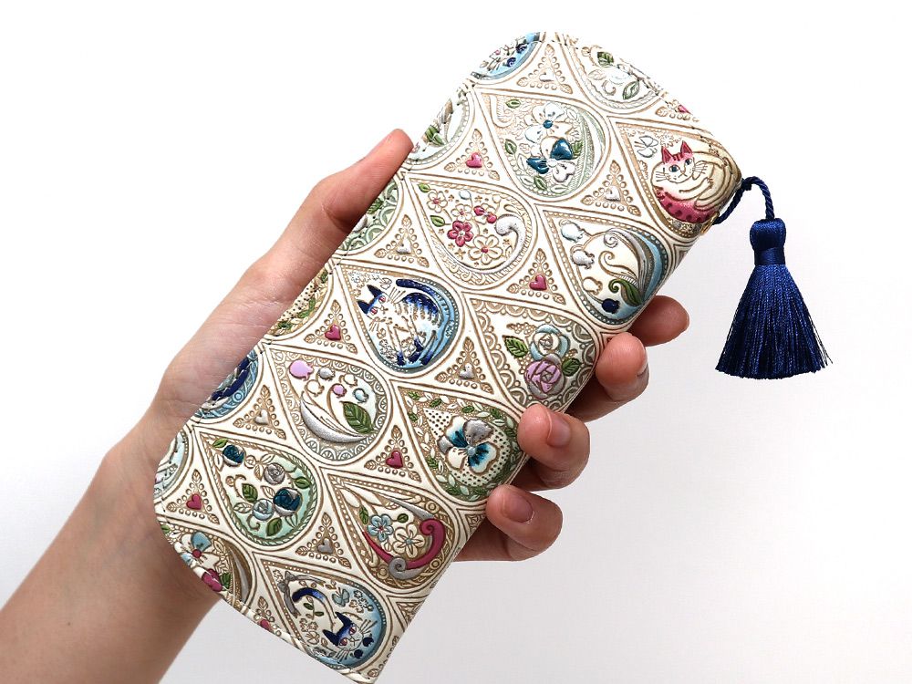 Flowers and Cats (Indigo) Eyeglasses Case
