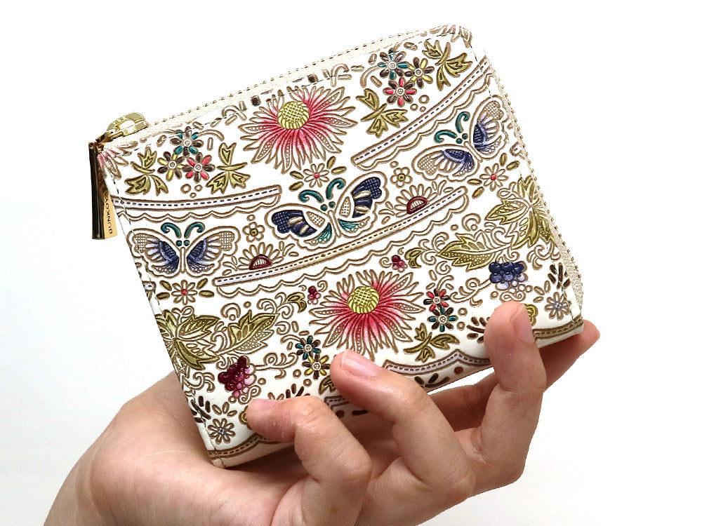 Mo Li Hua - Jasmine Flower (Pink) Small Wallet with L-zipper