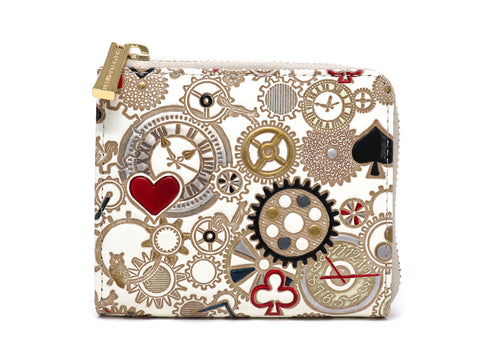 Gears Of Time (Red-Black) Small Wallet with L-zipper