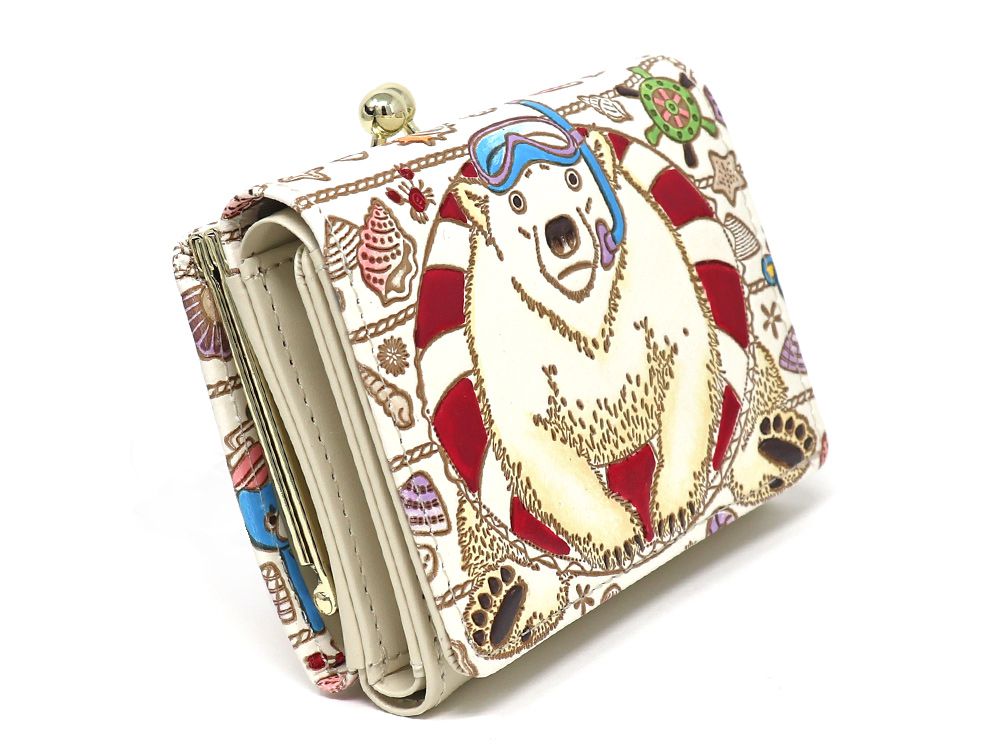 Seaside Bear Small GAMAGUCHI Trifold Wallet