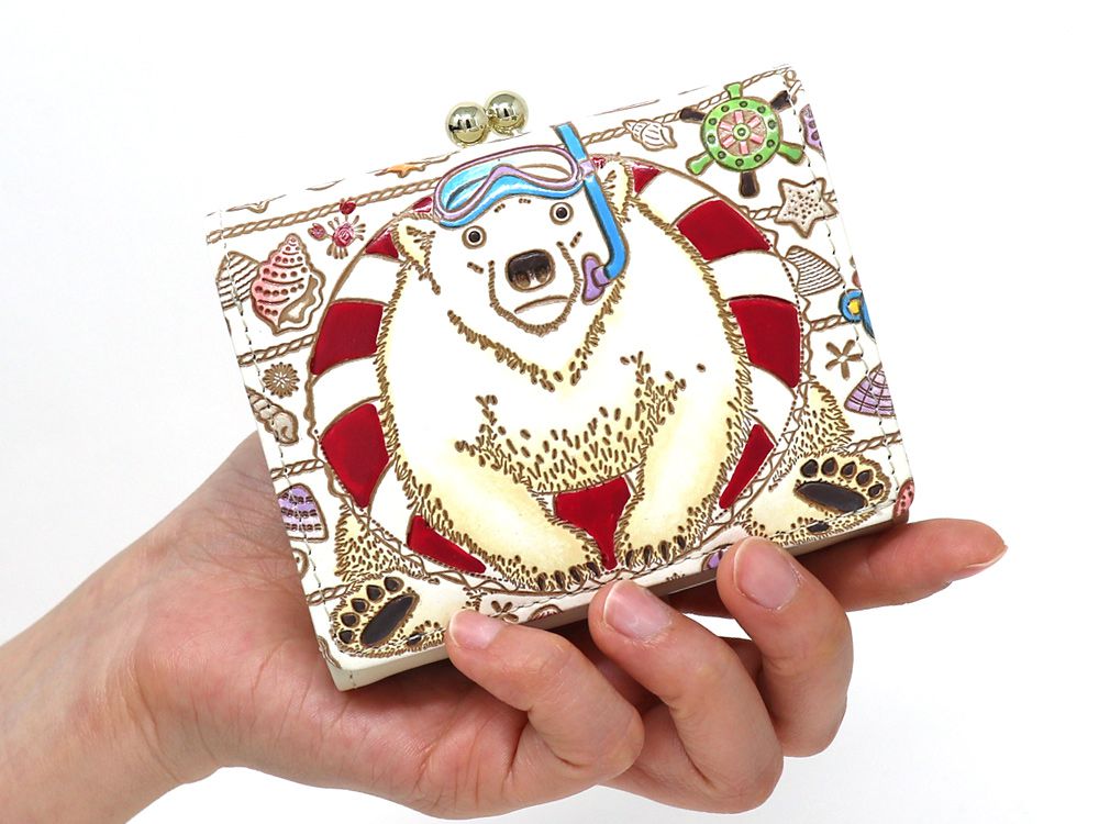 Seaside Bear Small GAMAGUCHI Trifold Wallet