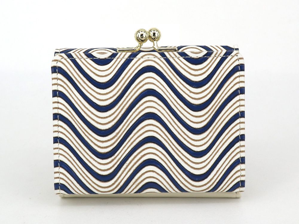 YOKONAMI Waves (Navy) Small GAMAGUCHI Trifold Wallet