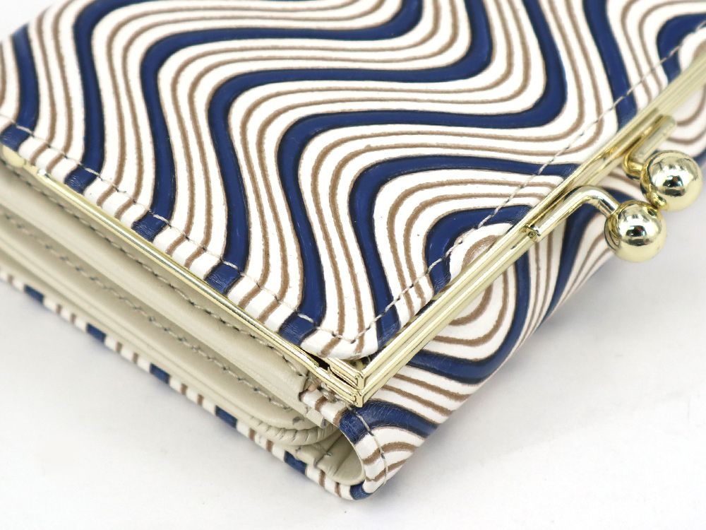 YOKONAMI Waves (Navy) Small GAMAGUCHI Trifold Wallet