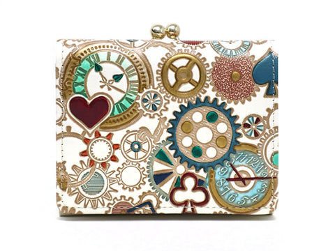 Gears Of Time (Blue-Green) Small GAMAGUCHI Trifold Wallet