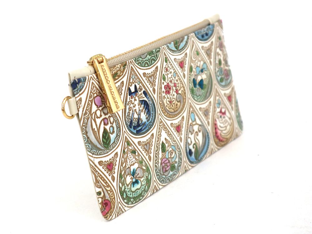 Flowers and Cats (Indigo) Thin Card Case