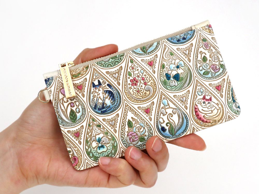 Flowers and Cats (Indigo) Thin Card Case
