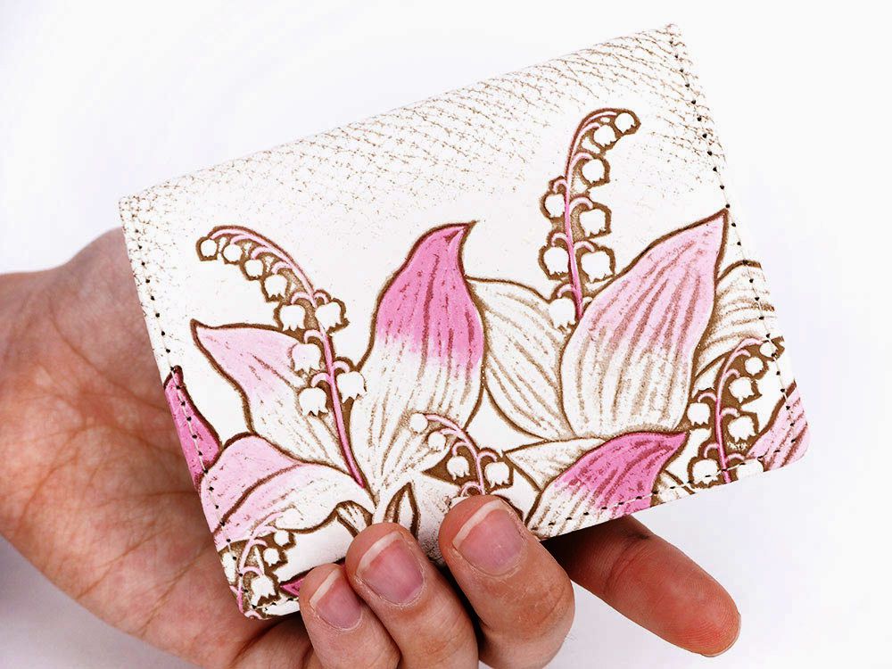 SUZURAN - Lily of the Valley (Pink) Square Coin Purse