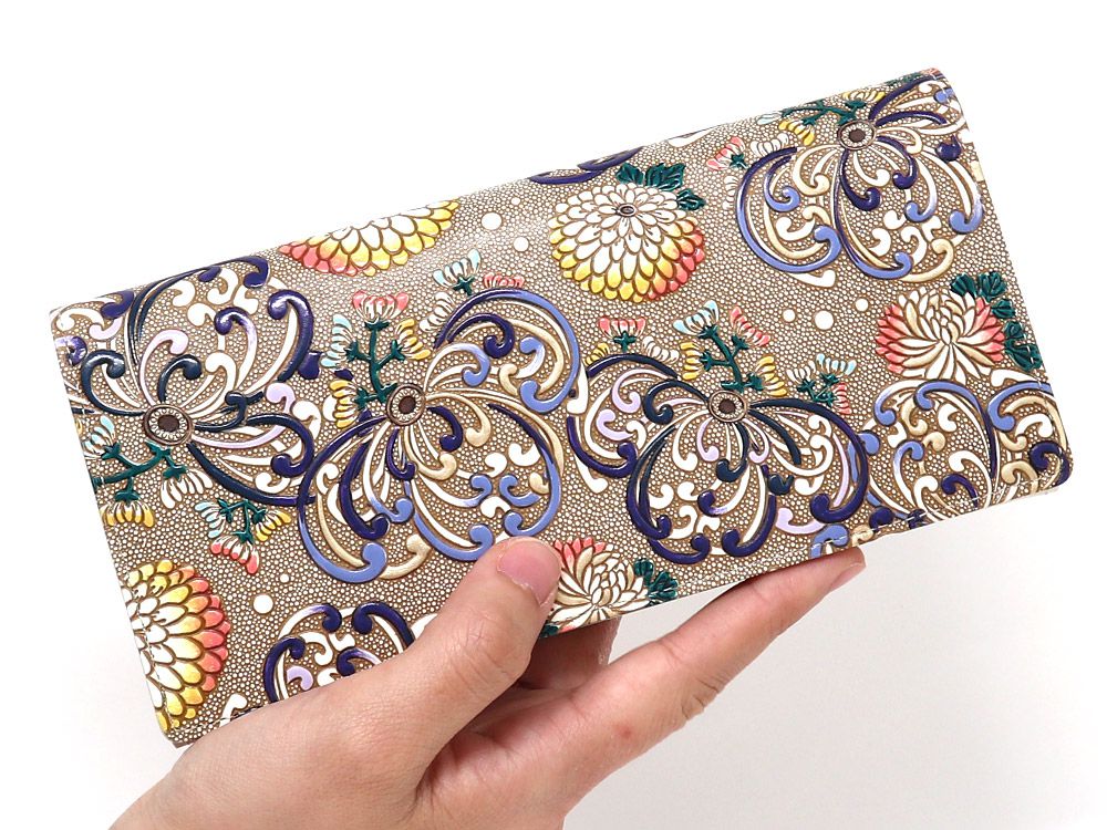 RANGIKU - Firework Chrysanthemums (Blue&Yellow) Long Wallet