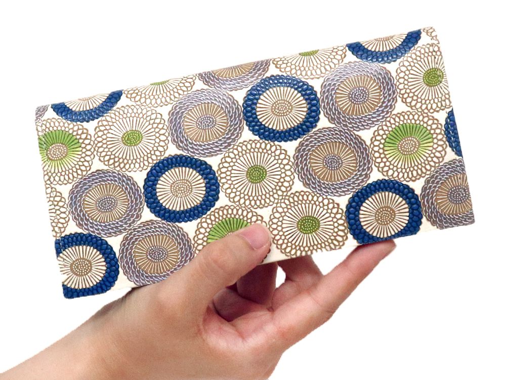 Umbrella Chrysanthemums (Shimmering Blue) Long Wallet