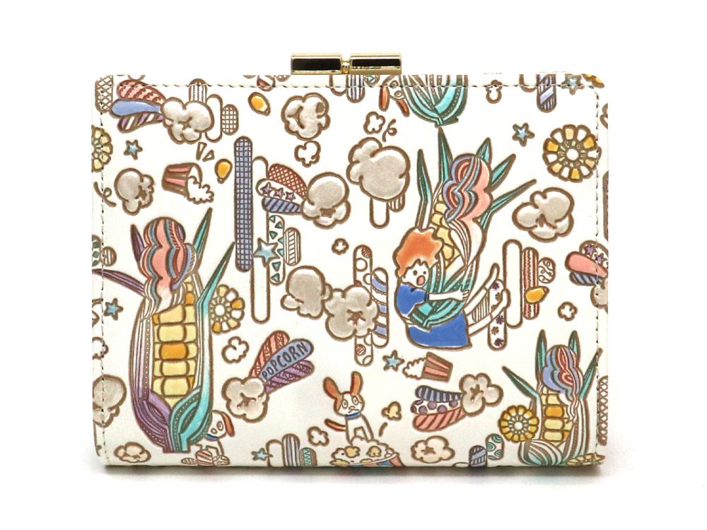 Popcorn Girl (Pastel colors) GAMASATSU Square Billfold with Clasp