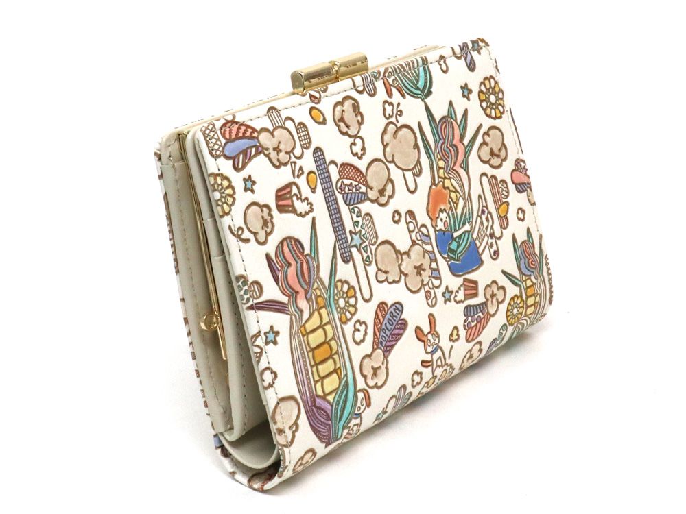 Popcorn Girl (Pastel colors) GAMASATSU Square Billfold with Clasp